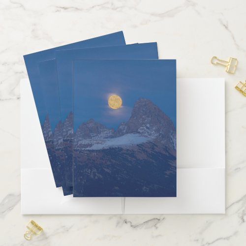 Full Moon Rising  Grand Teton Driggs Idaho Pocket Folder