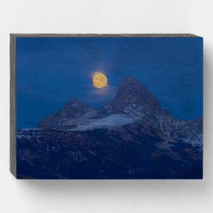 Full Moon Rising   Grand Teton Driggs, Idaho Wooden Box Sign