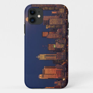 Full moon rising over downtown Seattle skyline iPhone 11 Case