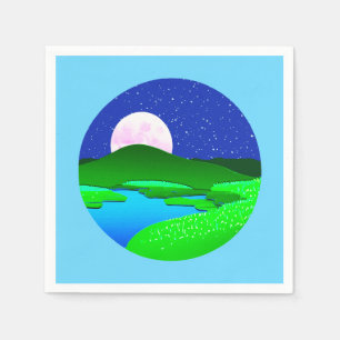 Full Moon Rising Over Green Hills  Napkins