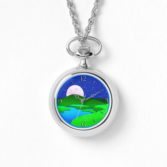 Full Moon Rising Over Green Hills   Watch (Front)