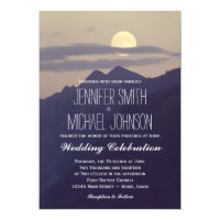 Full Moon Rising Over Mountains Wedding Invites