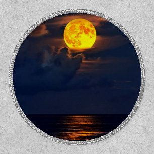 Full Moon Rising Over Ocean Embroidered Patch