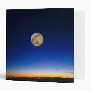 Full Moon Rising Over Sunset 3 Ring Binder