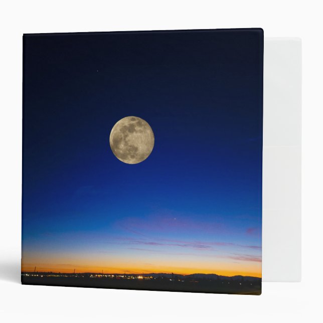 Full Moon Rising Over Sunset 3 Ring Binder (Front/Inside)