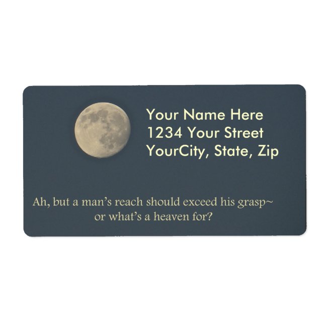 Full Moon Robert Browning Quote Label (Front)