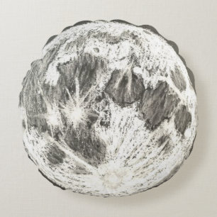 Full Moon Round Pillow – Celestial Dreamcore