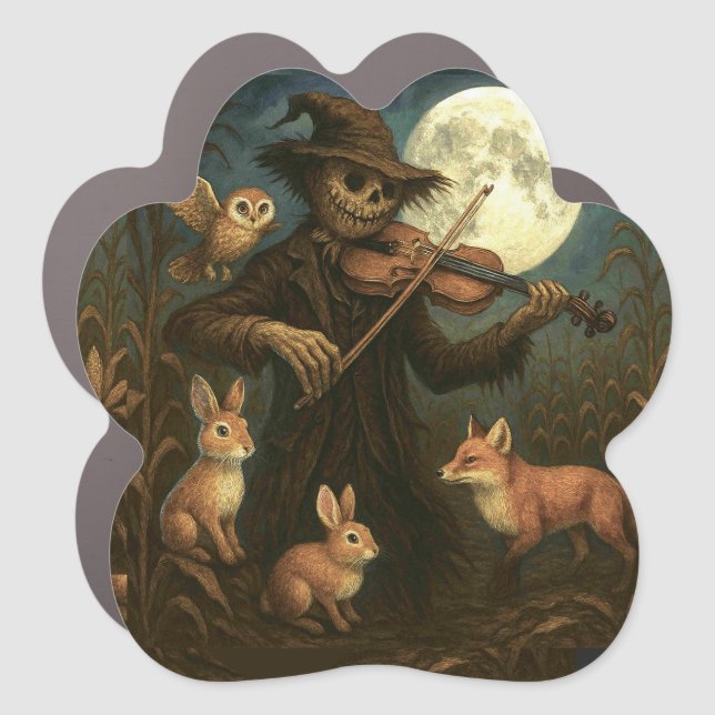 Full Moon Scarecrow Serenade Car Magnet (Front)