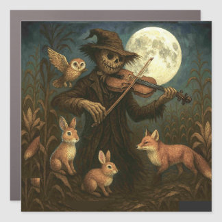 Full Moon Scarecrow Serenade Car Magnet
