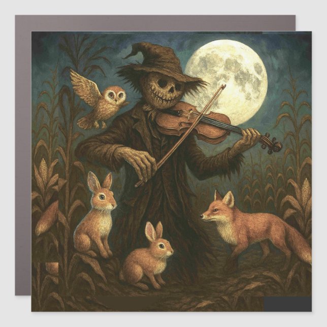 Full Moon Scarecrow Serenade Car Magnet (Front)