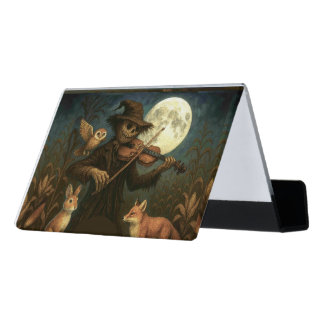 Full Moon Scarecrow Serenade Desk Business Card Holder