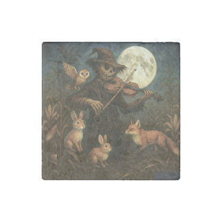Full Moon Scarecrow Serenade Stone Magnet