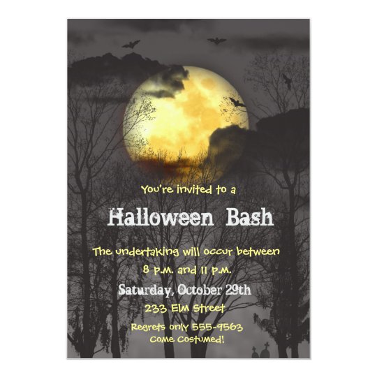 Full Moon Scary Halloween Party Invitation | Zazzle.com