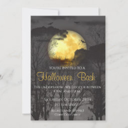 Full Moon Scary Halloween Party Invitation | Zazzle