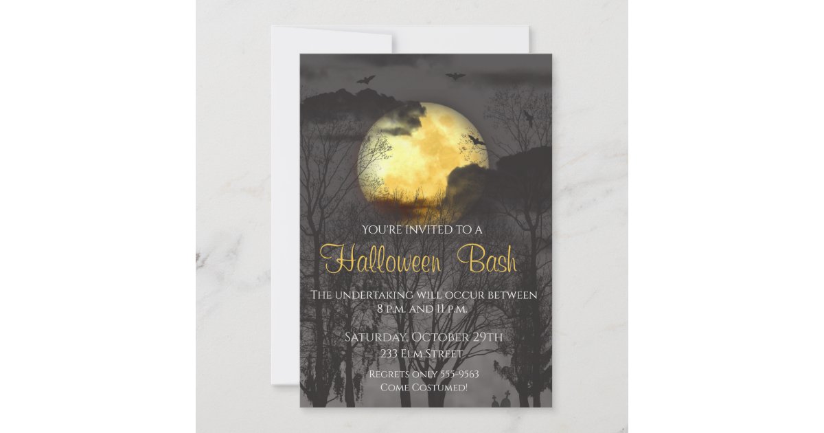 Full Moon Scary Halloween Party Invitation | Zazzle