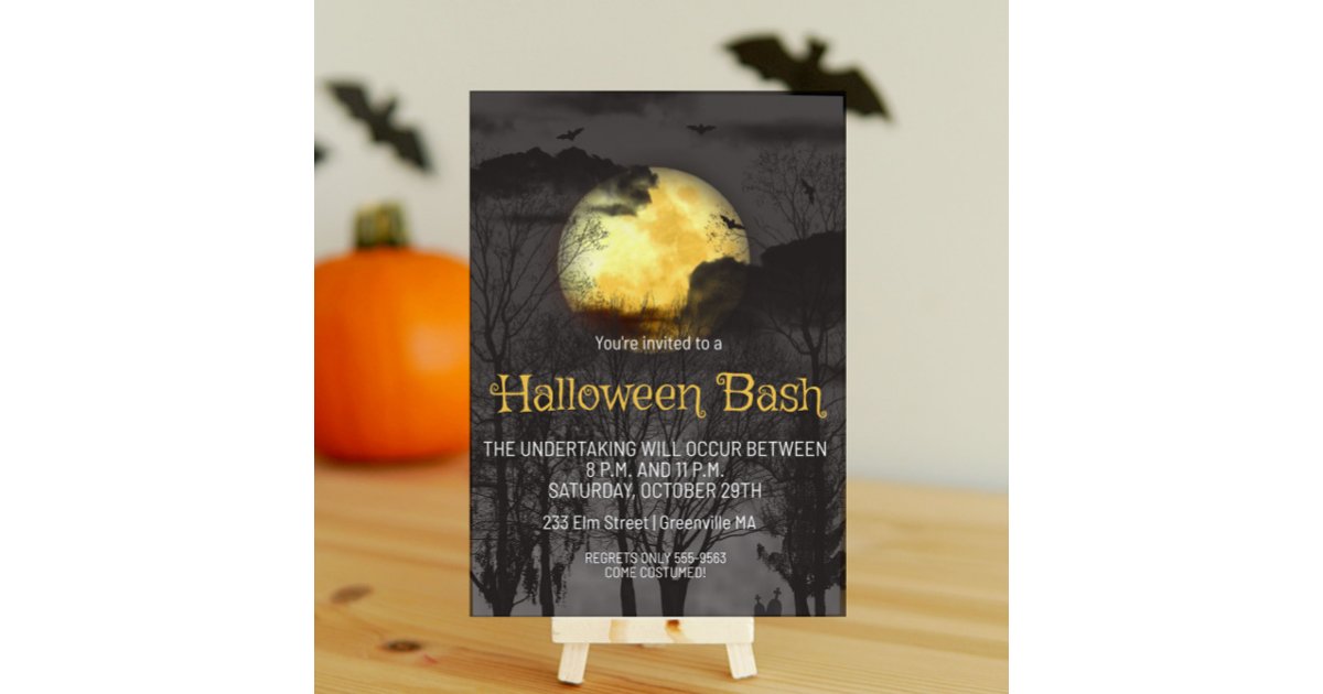 Full Moon Scary Halloween Party Invitation | Zazzle