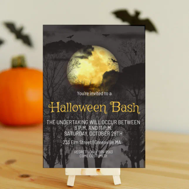Full Moon Scary Halloween Party Invitation | Zazzle