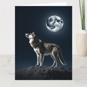 Full Moon Shining on the Wolf Blank Card