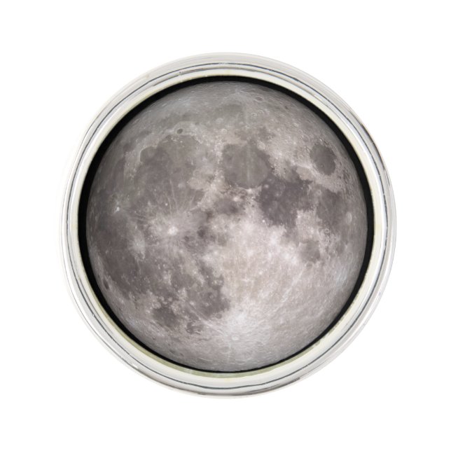 Full moon silver-plated lapel pin (Front)