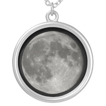 Full Moon Silver Plated Necklace by Emily_E_Lewis at Zazzle