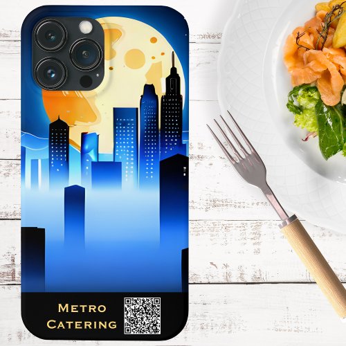 Full Moon Skyline Business or Personal QR Code iPhone 13 Pro Max Case