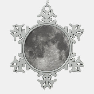 Full Moon Snowflake Pewter Christmas Ornament