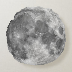 Full Moon Space Geek Round Pillow