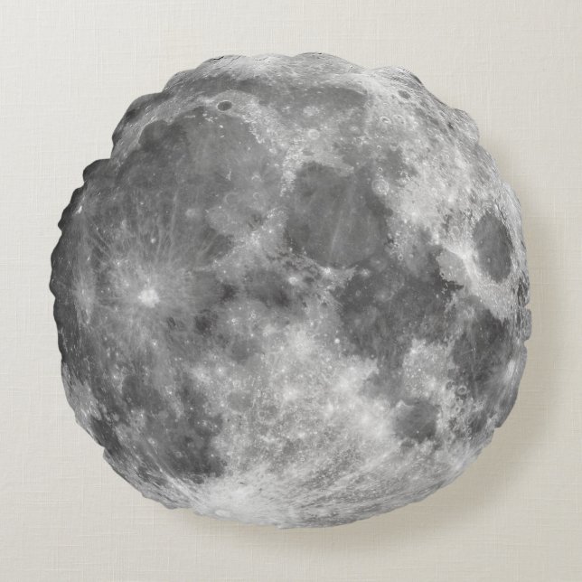 Full Moon Space Geek Round Pillow (Front)