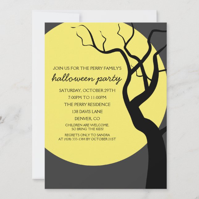 Full Moon Spooky Halloween Party Invitation (Front)