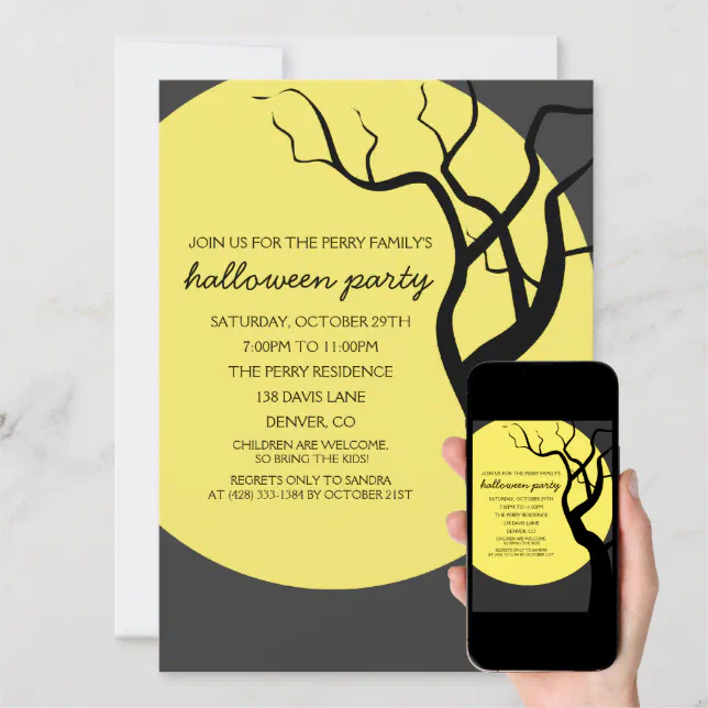 Full Moon Spooky Halloween Party Invitation | Zazzle