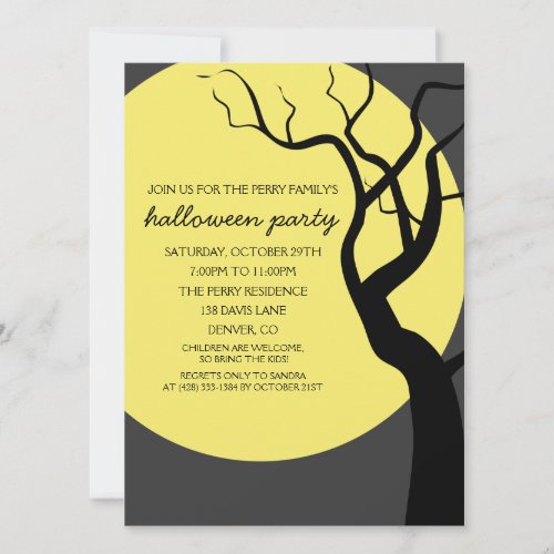 Full Moon Spooky Halloween Party Invitation