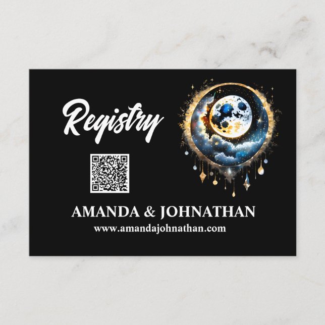 Full moon starry night luna celestial 3.5x5 enclosure card (Front)