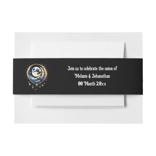 Full moon starry night sky celestial 3D chic Invitation Belly Band