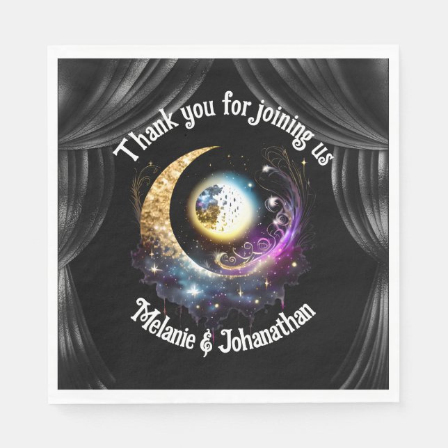 Full moon starry night sky celestial drapes napkins (Front)