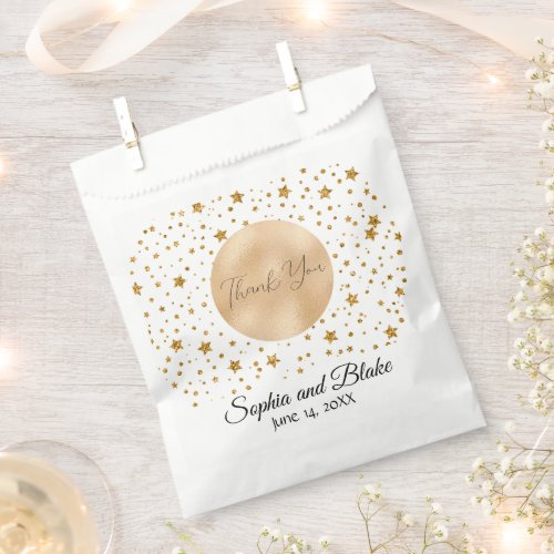 Full Moon Starry Night White and Gold Wedding Favor Bag