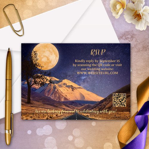 Full Moon Stars Mountain Wedding RSVP Card