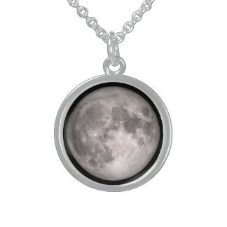 Full moon sterling silver necklace