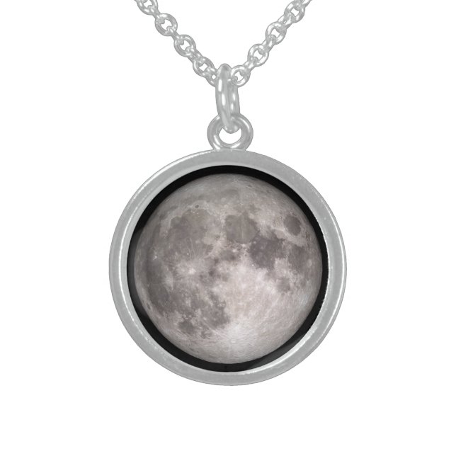 Full moon sterling silver necklace (Front)