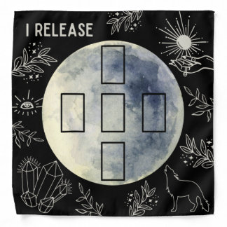 Full Moon Tarot Cloth - Five Card Spread Bandana