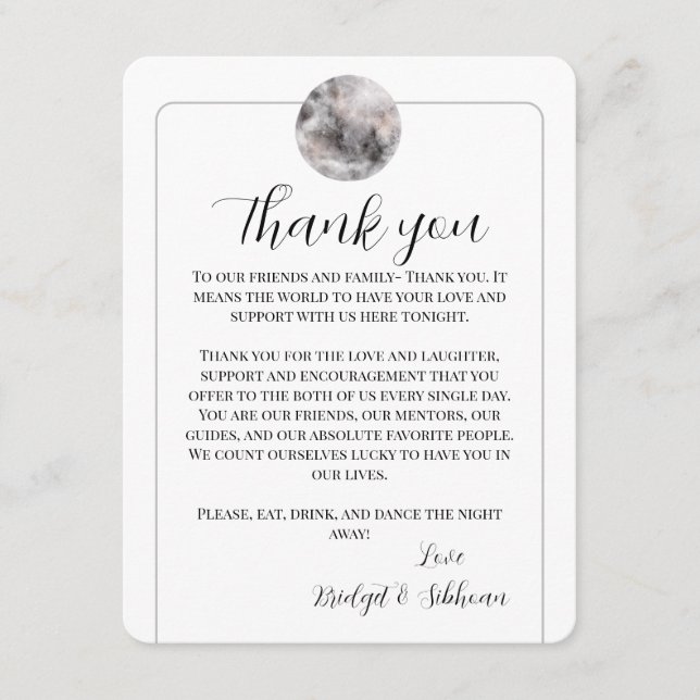Full Moon Thank You Reception Cards (Front)