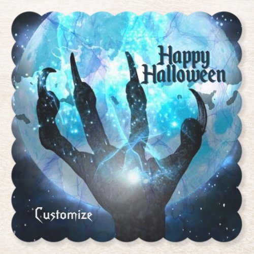 Full Moon Transformation Halloween Paper Coaster