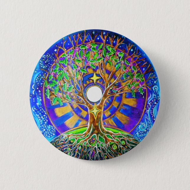 Full Moon Tree of Life Mandala Button (Front)