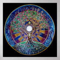Full Moon Tree of Life Mandala Poster