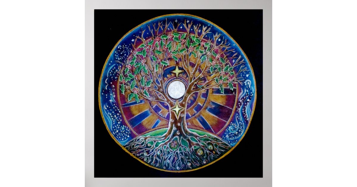 Download Full Moon Tree of Life Mandala Poster | Zazzle