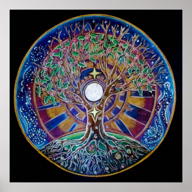 Full Moon Tree of Life Mandala Poster | Zazzle