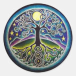 Full Moon Tree Of Life Starry Night Mandala Sticke Classic Round Sticker at Zazzle