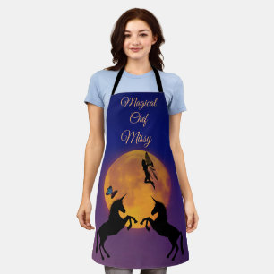 Full Moon Unicorn Fairy Purple Magic Apron