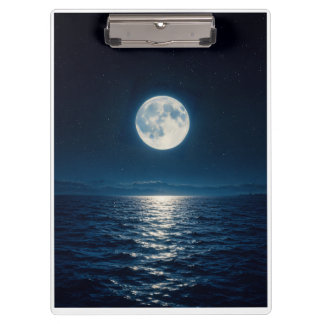 Full Moon Water Reflection Moonlight Abstract Thro Clipboard