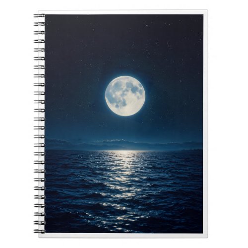 Full Moon Water Reflection Moonlight Abstract Thro Notebook