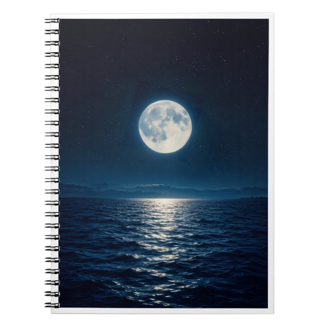 Full Moon Water Reflection Moonlight Abstract Thro Notebook (Front)